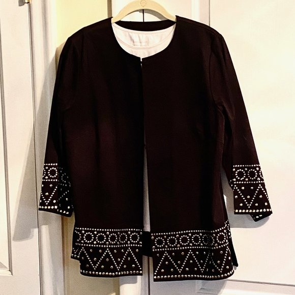 NEW Linnea by Louis Dell' Olio Dressy Black Decorated Cardi Jacket, Small NWT - Picture 13 of 14